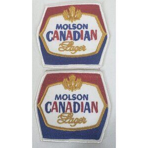 Molson Canadian Lager Embroidered Logo Patches Brewery Beer 3 x 3-1/4" VTG
